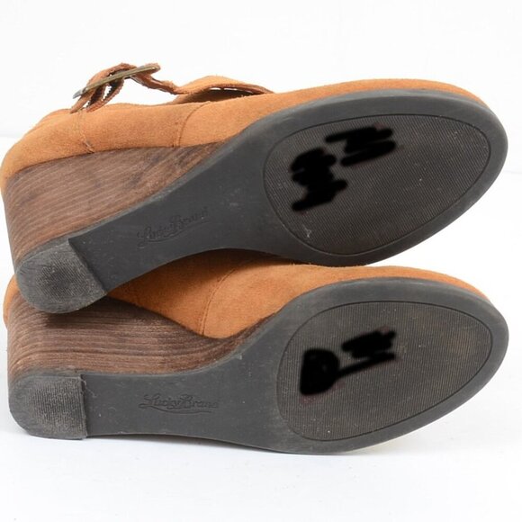 Lucky Brand Sumarah Leather Ankle Wedge Booties Women's Size 7 - Picture 6 of 7